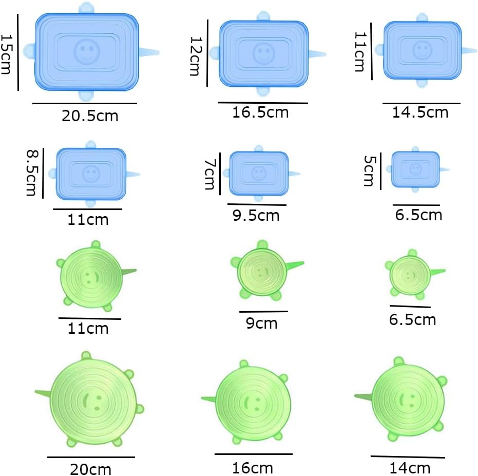 18 Pcs Silicone Stretch Lids, 12 Sizes Silicone Lid Reusable, Bowls Covers Keep Food Fresh, Bowl Covers Keep Food Fresh, Silicone Reusable Bowl Covers Silicone Food Wrap, Fits All Shapes of Plates