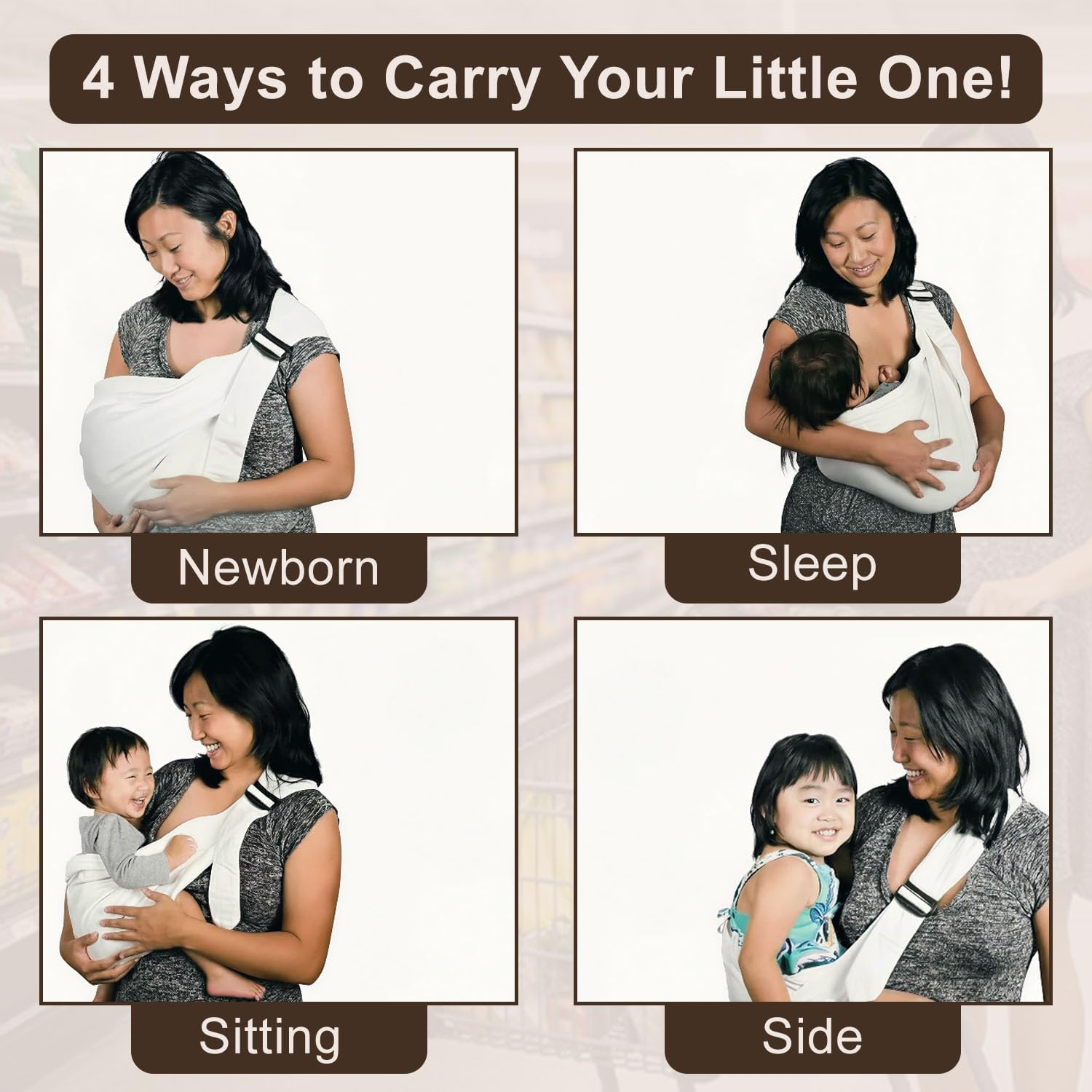 Baby Wrap Carrier | All-In-1 Original Breathable Baby Sling | Baby Carrier Newborn to Toddler | Baby Wrap Sling | Lightweight Baby Carrier Sling image number 5