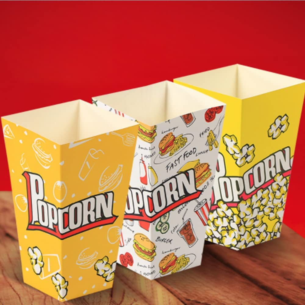 50PCS Popcorn Bags,Retrostyle-Movie Night Accessory, Party Supply, Cardboard, 48 Oz Popcorn Containers for Movie Night -7.87" Tall X 3.8" Top Diameter image number 6