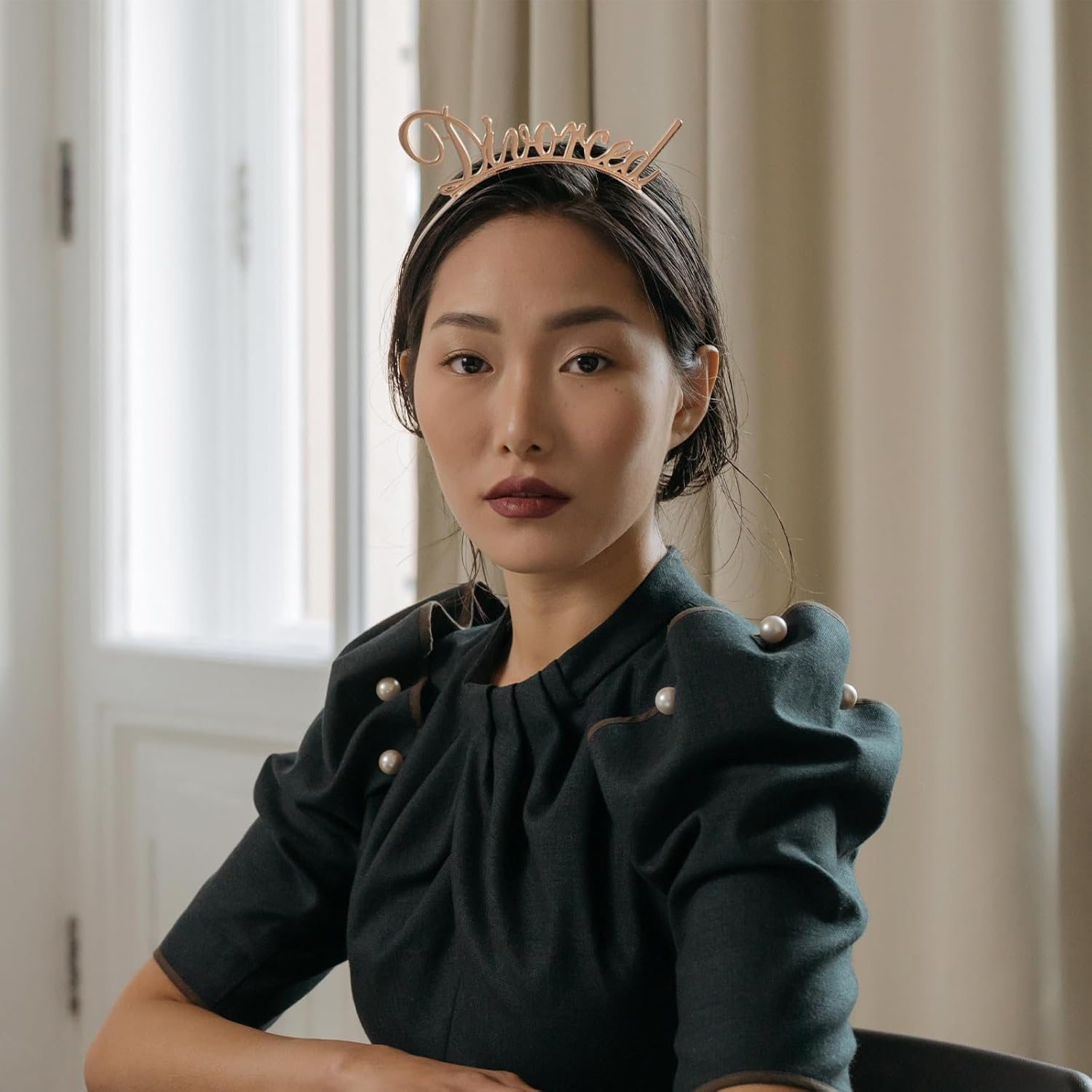 Hemobllo Pack of 2 Divorced Party Decorative Headdress Hair Bands for Divorced Party Decoration Women (Gold + Rose Gold)