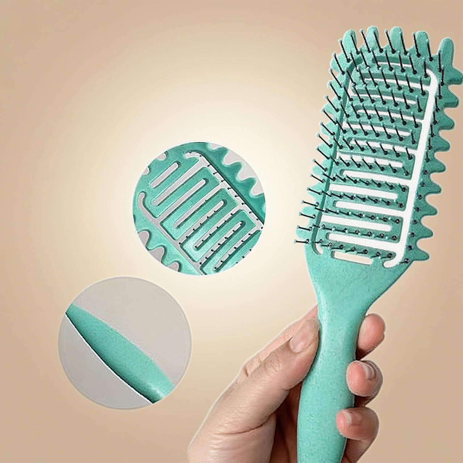 Curl Defining Brush for Curly Hair, Vented Hair Brush, Define Styling Brush for Curly Hair, Shaping and Defining Curls for Women,Reduces Pulling and Separation (Green) image number 3
