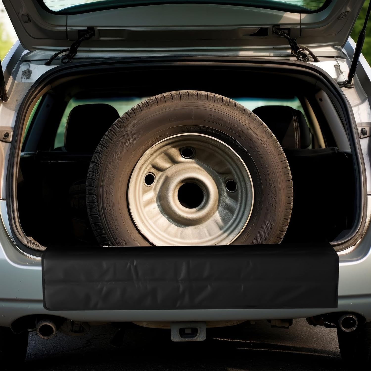 Large Bumper Guard for Cars 41 X 25 Inches Rear Bumper Protector Foldable Universal SUV Trunk Mat for Preventing Scratches While Unloading and Loading, Black image number 5