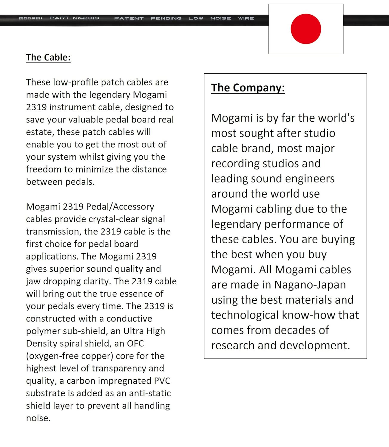 3 Units - 75 CM - Pedal, Effects, Patch, Instrument Cable Custom Made by WORLDS BEST CABLES &ndash; Made Using Mogami 2319 Wire & Eminence Tiny Gold Plated &frac14; Inch (6.35Mm) R/A TS Connectors image number 6