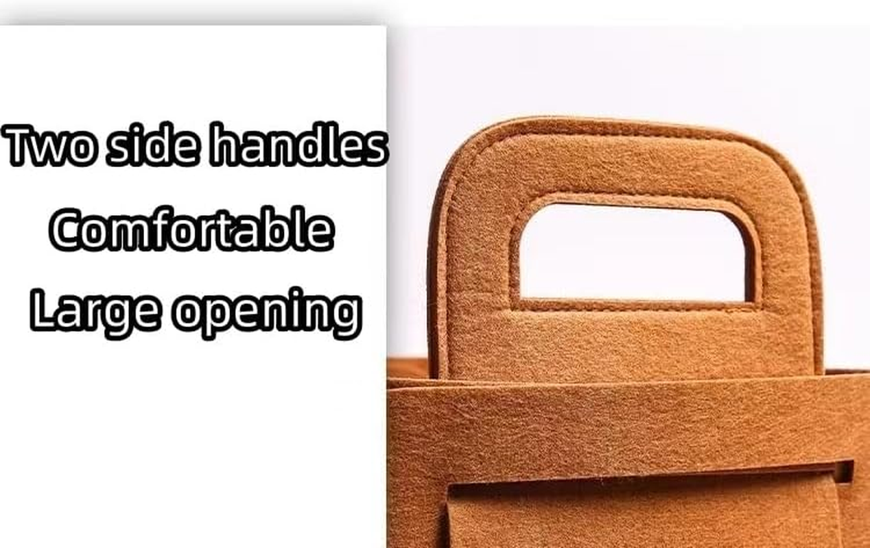 Large Capacity Storage Bins with Carrying Handles for Office Bedroom Closet Shelves Nursery, Collapsible Organizer for Toys, Clothes, Laundry, Foldable Teddy Bear Felt Storage Box 3 Size (BROWN) image number 2