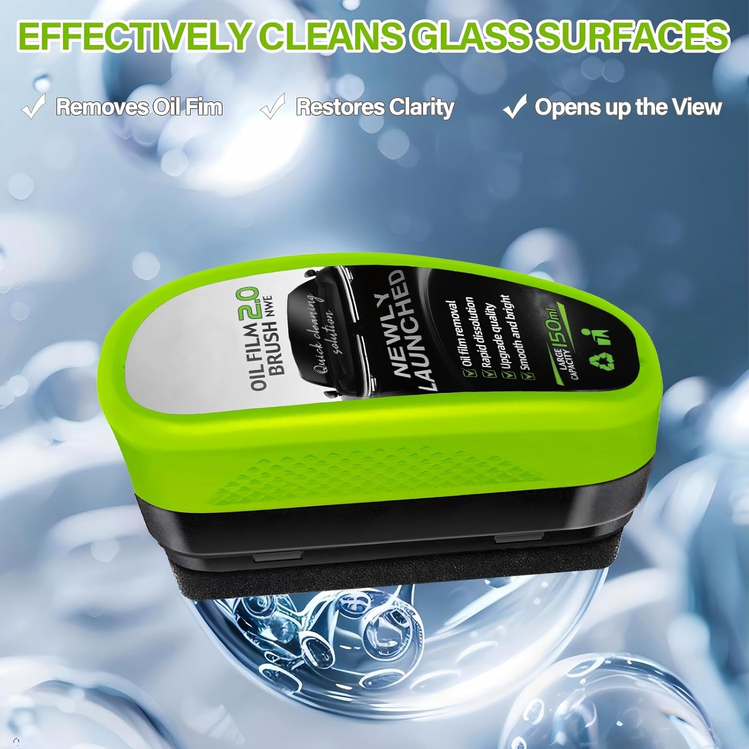 2025 New Automotive Oil Film Cleaning Brush, Powerful Glass Cleaning Board, Oil Film Cleaner for Window Remove Dirt Improve Clarity & Visibility, for Windshield, Universal Glass Wipe Board (1PCS) image number 1