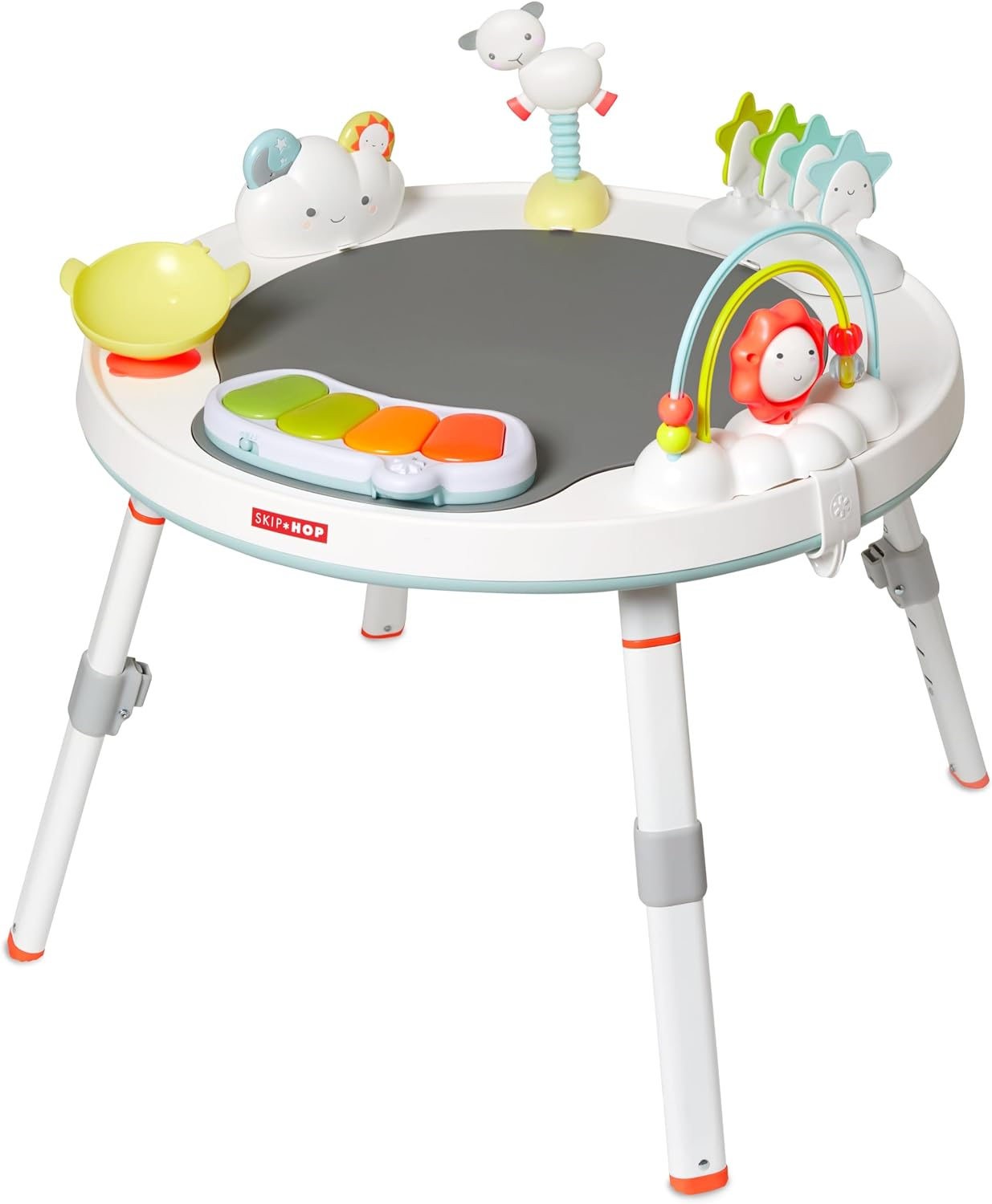 Skip Hop Silver Lining Cloud 3-In-1 Baby Activity Centre & Toddler Table - Interactive Play Centre with Light-Up Piano, 360&deg; Rotating Seat & Clip-On Toys, for 4 Months + image number 3
