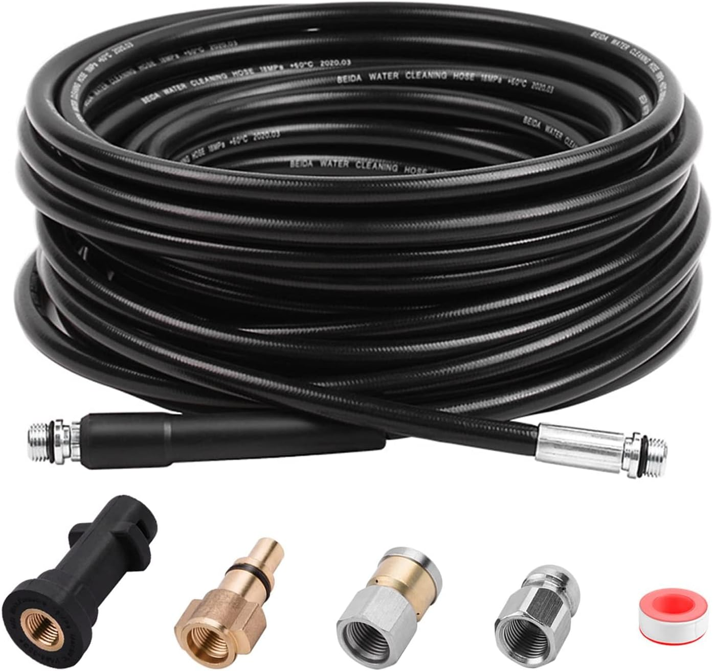 Pressure Washer Drain Pipe Hose Cleaning Kit for Karcher K2-K7 Series and LAVOR Pressure Washer, with Jet Nozzle and Rotating Jet Nozzle, 15M/49FT, 180 Bar and 2700 PSI