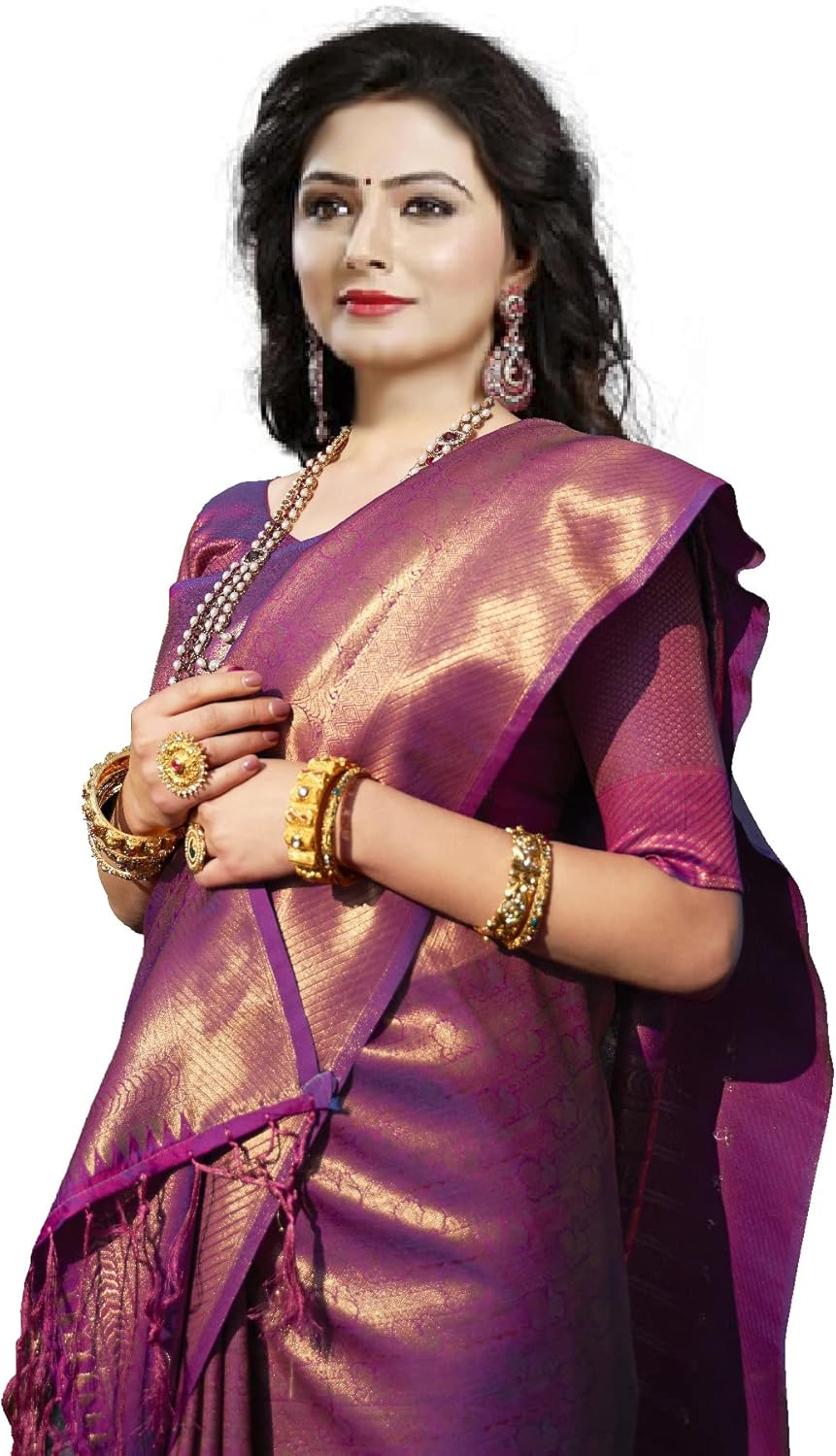 SWORNOF Women Kanjivaram Pure Banarasi Silk Saree Kanchipuram Saree image number 1
