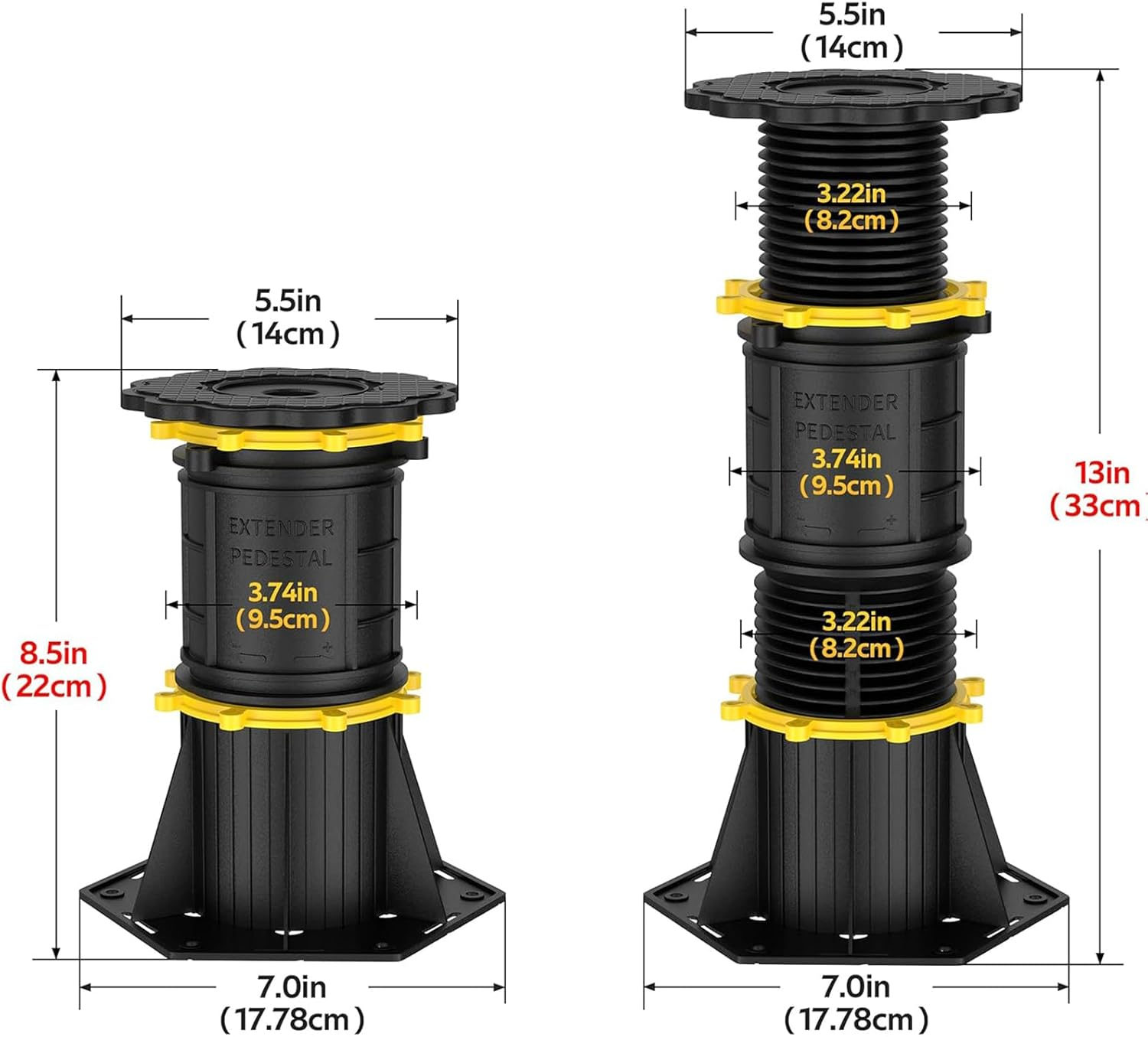 2 Pcs Adjustable Height Bed Support Legs 8.5-13 Inch, Replacement Support Legs for Bed Frame/Center Slat,Bed Support Reinforcement Parts image number 3
