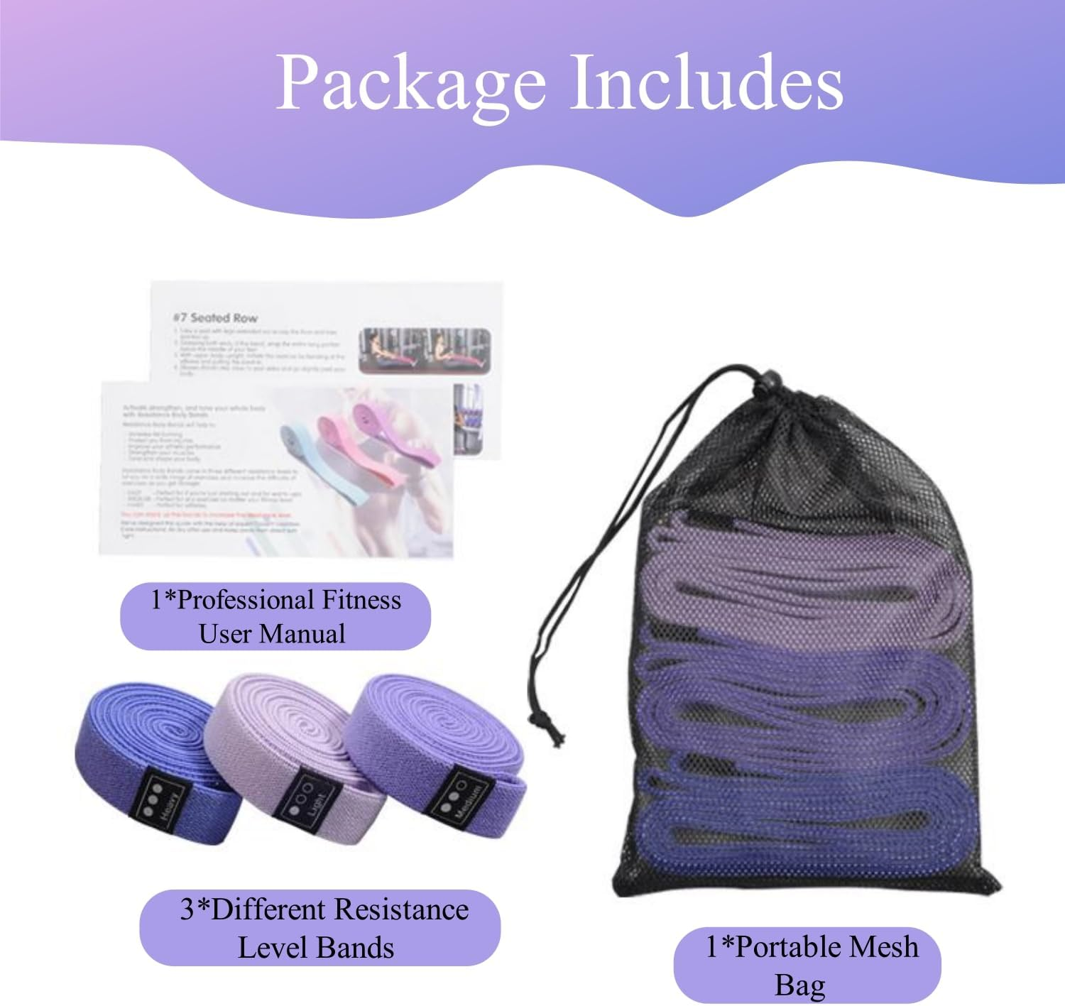 CEILIWEN Resistance Bands Set of 3, Long Fabric Resistance Bands with 3 Resistance Levels for Full Body Workout, Pull up Loop Bands for Women/Men Strength Training, Yoga, Pilate, Fitness image number 6