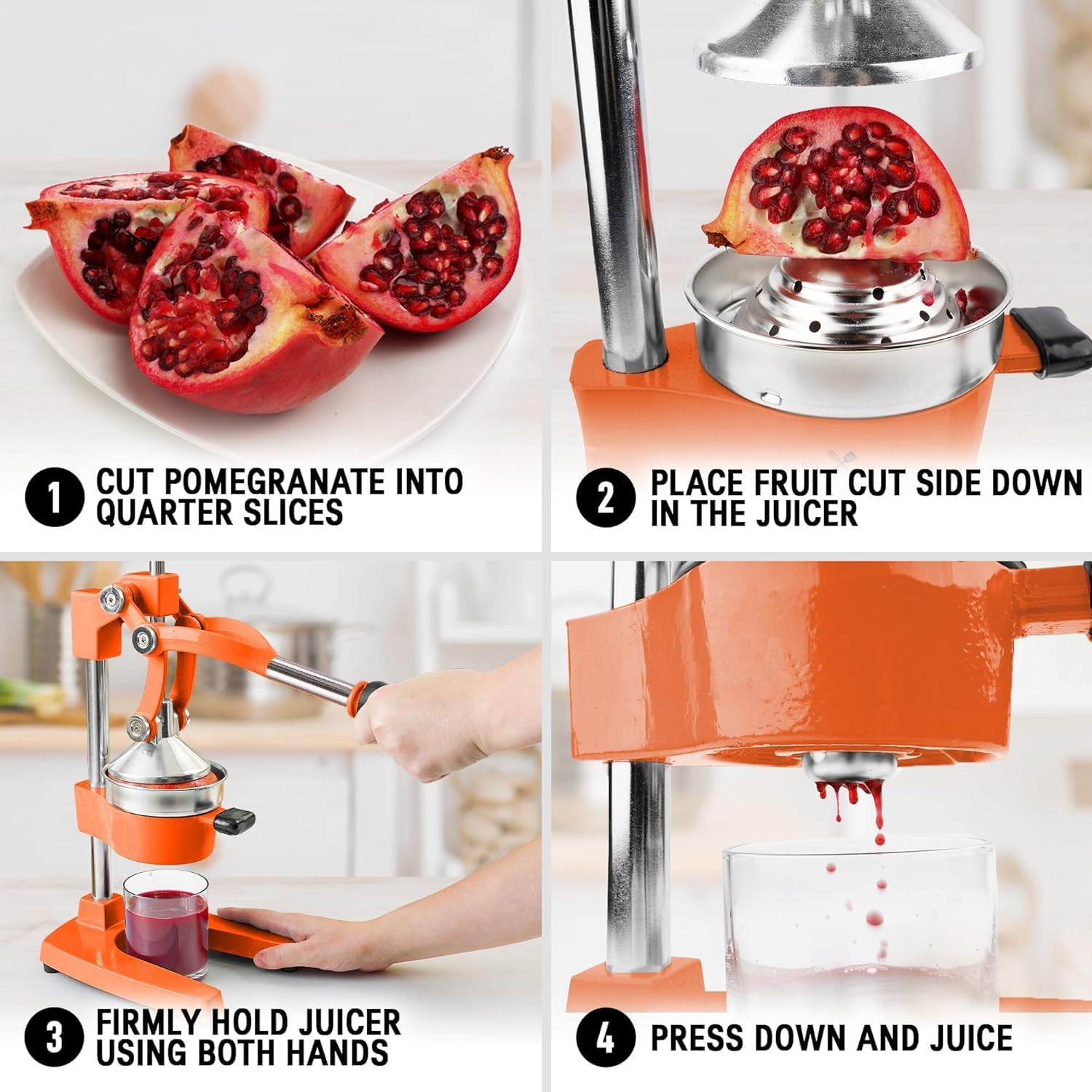 MINYII Orange Juice Squeezer Professional Citrus Juicer Durable Stainless Steel Lemon Squeezer - Heavy-Duty, Easy-To-Clean - Sturdy Manual Citrus Press & Orange Squeezer (Black)