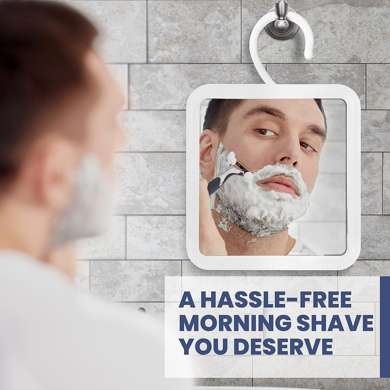 MIRRORVANA Hangable Fogless Shower Mirror for Shaving with 360&deg; Swivel Hook for Hanging - anti Fog Shatterproof 6.3" X 6.3" Surface