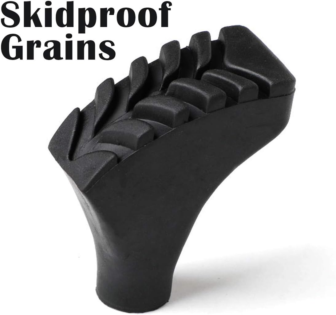 Ruzzut Black Rubber Diamond Trekking Pole Tip Protectors, Hiking Pole Replacement Tips for Trekking Poles, Fits Most Standard Hiking Poles - Shock Absorbing, Adds Grip and Traction image number 4