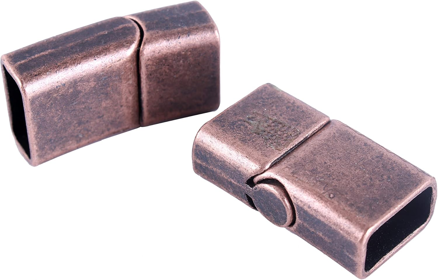 KONMAY Magnetic Jewelry Bracelet Clasps, 10 Sets 12.0X6.0Mm Antique Brass Flat Closure Magnetic End Caps for Leather Bracelet Making