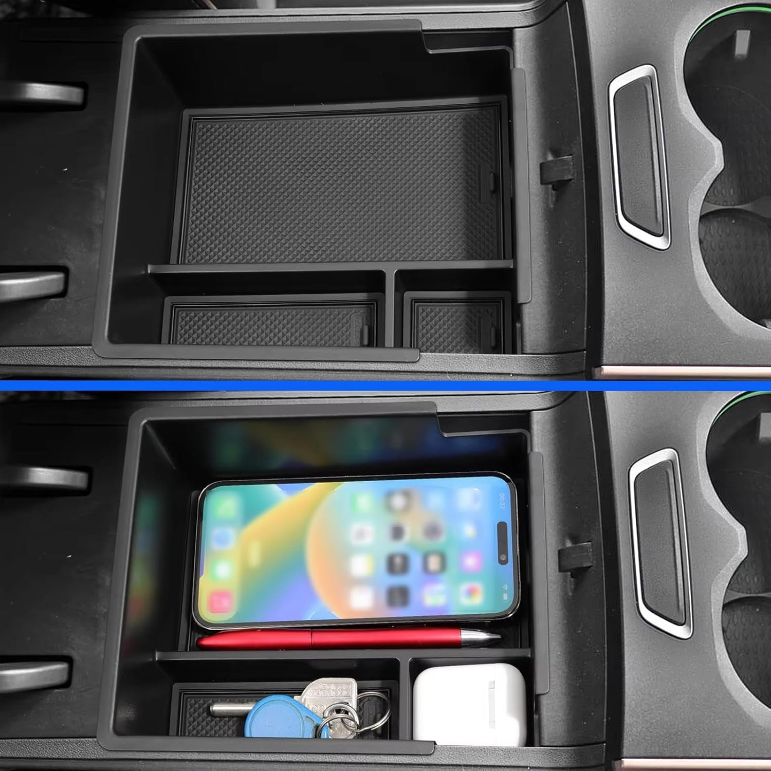 HKYLRAT Upgrade Center Console Organizer Fit for BYD Shark, Custom Fit ABS Storage Tray, Anti-Slip Armrest Box Organizer with Dividers (Black) image number 2