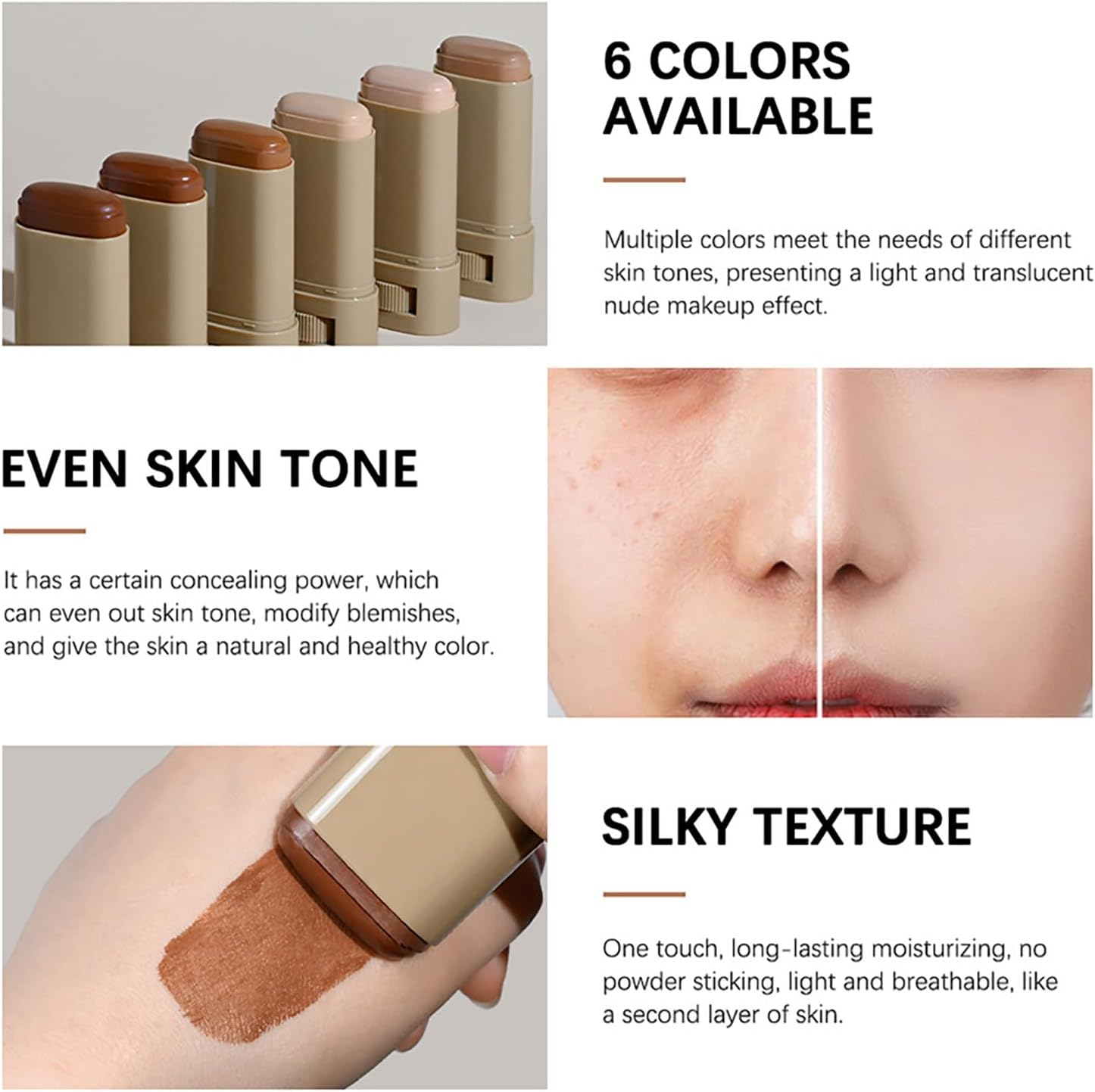 Serum Boosted Hydration Beauty Balm, Beauty Balm Serum Boosted Skin Tint, Skin Tint Stick, Foundation Face Stick for Women Hydrates (05#) image number 5