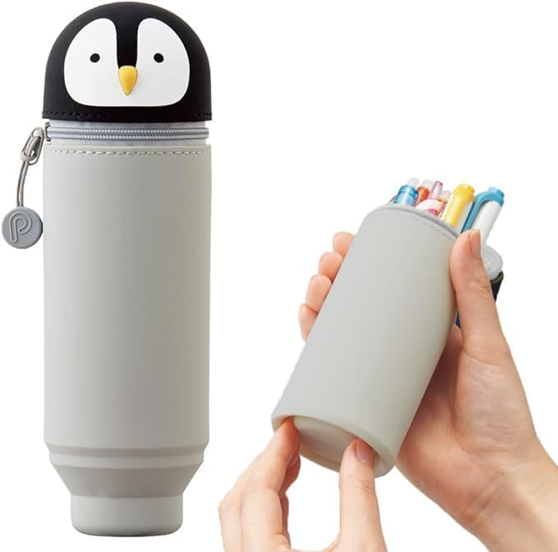 Lihit Lab Punilabo Stand up Pen Case (Pen Holder), 2.4" X 7.8", Penguin (A7712-10) image number 6