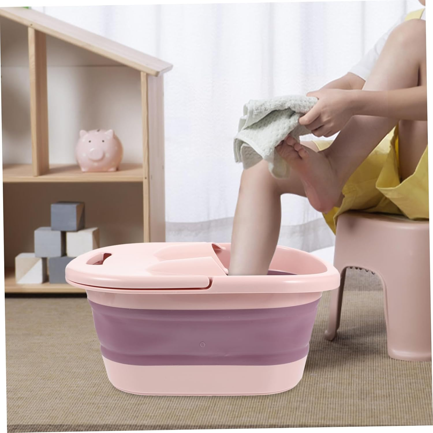 GLEAVI 1Pc Footbath Foot Soak Bucket Folding Foot Bath Basin Kids Bathtub Foot Soak Tub Collapsible Foot Soaker Foot Basin Foot Soak Basin Household Foot Massage Basin Sole of Foot Sink image number 5