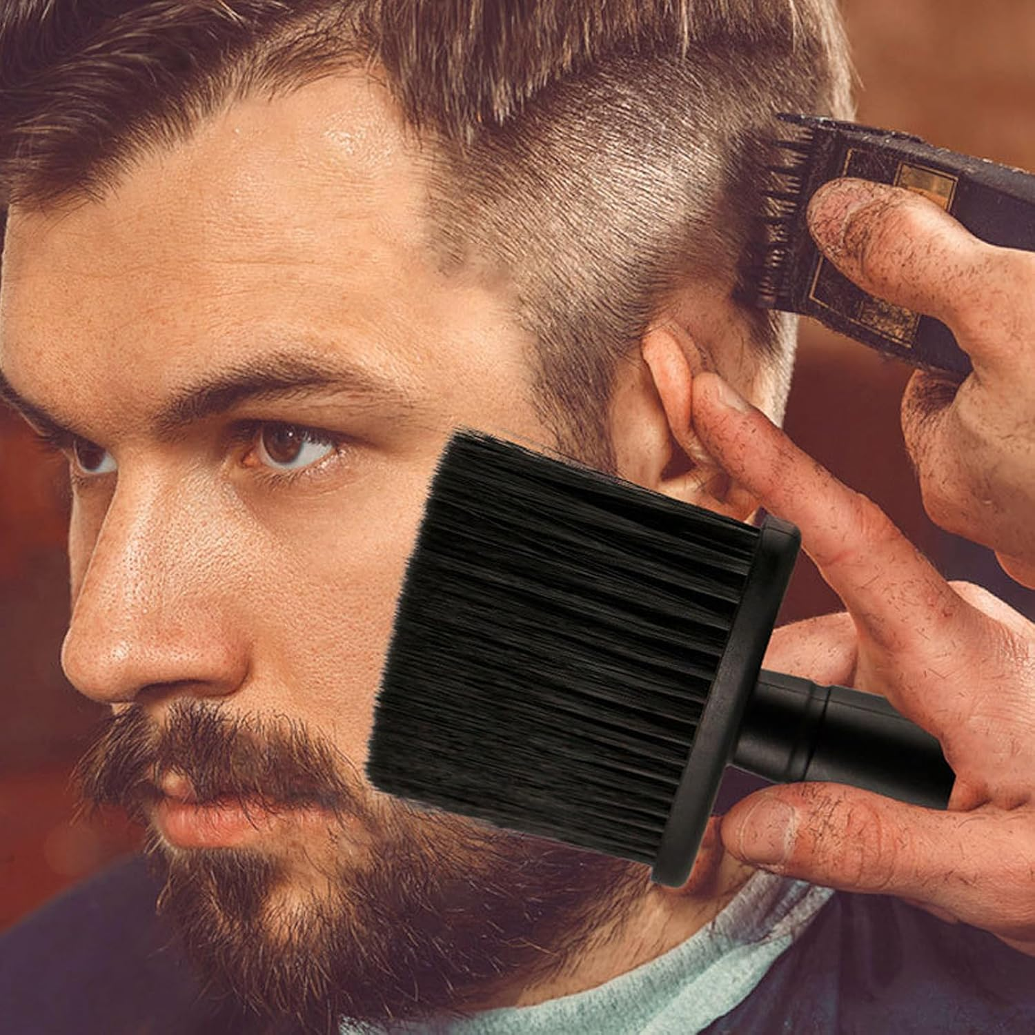 Whaleo Hair Cutting Comb Set - Grey Plastic & Silicone - Men'S Short Hair - Barber Comb, Transition Comb, Hairdressing Brush, Beard Stencil image number 4