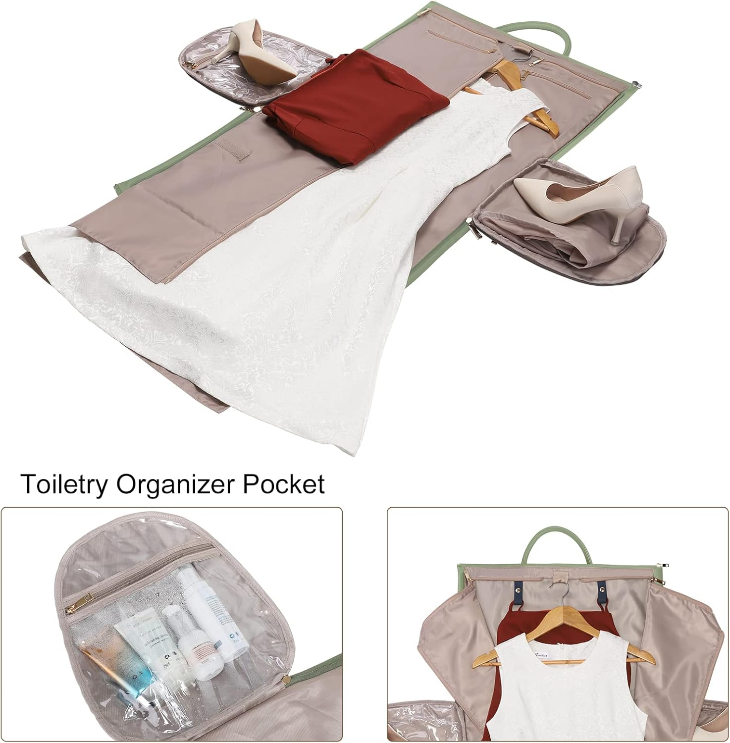 Modoker Women Convertible Leather Garment Bag with Shoulder Strap, Carry on Garment Duffel Bag - 2 in 1 Hanging Suitcase Suit Travel Bags