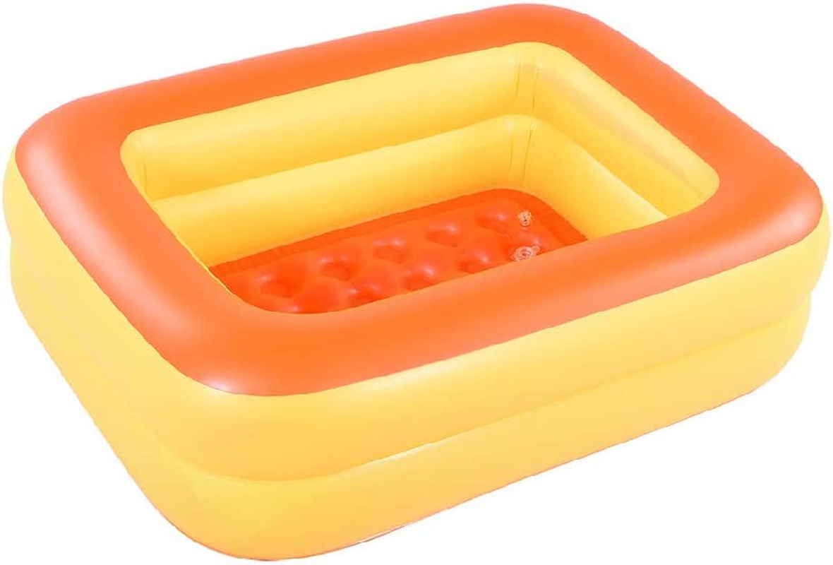 HIWENA Inflatable Kiddie Pool, 45" X 35" X 14" Green Kids Swimming Pool Summer Water Fun Bathtub with Inflatable Soft Floor