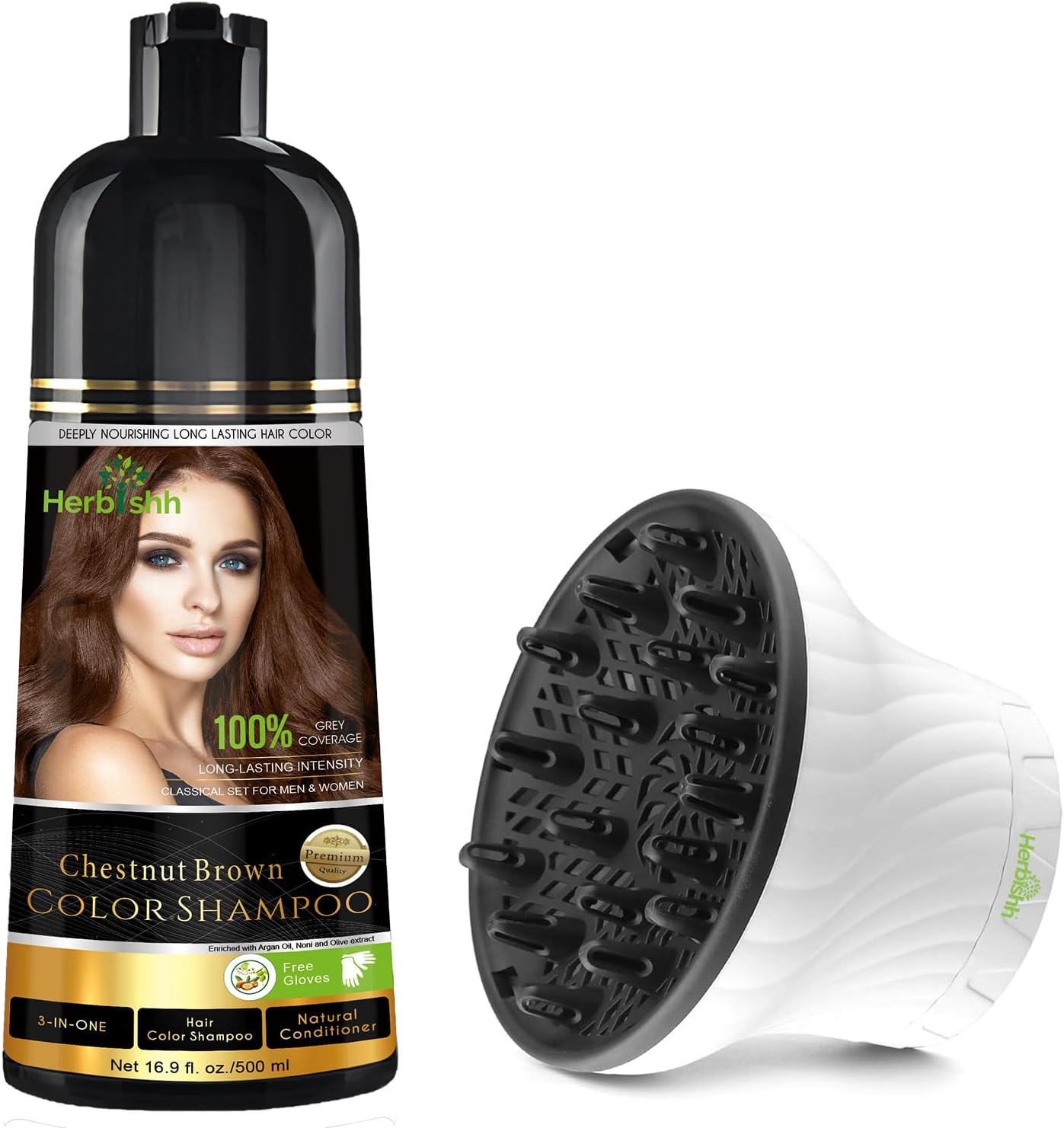 Chestnut Brown 3 in 1 Hair Dye Shampoo Hair Dryer Diffuser Attachment image number 3