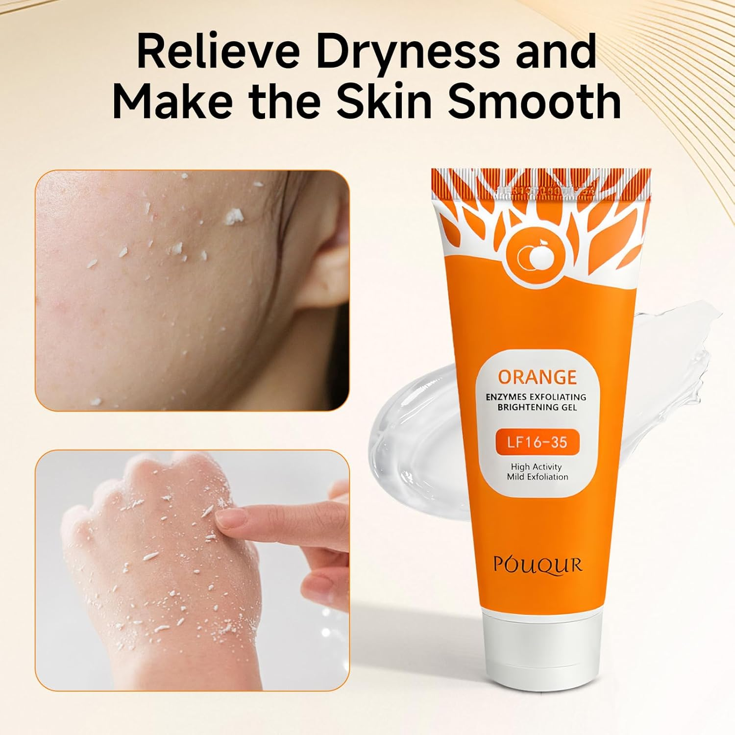 Orange Enzyme Exfoliating Gel, Gentle Face-Body Peeling Cleanser for Dead Skin Removal Deep Cleansing Brightening Hydrating Smoothing Facial Exfoliator with Natural Citrus Extracts 100G image number 1