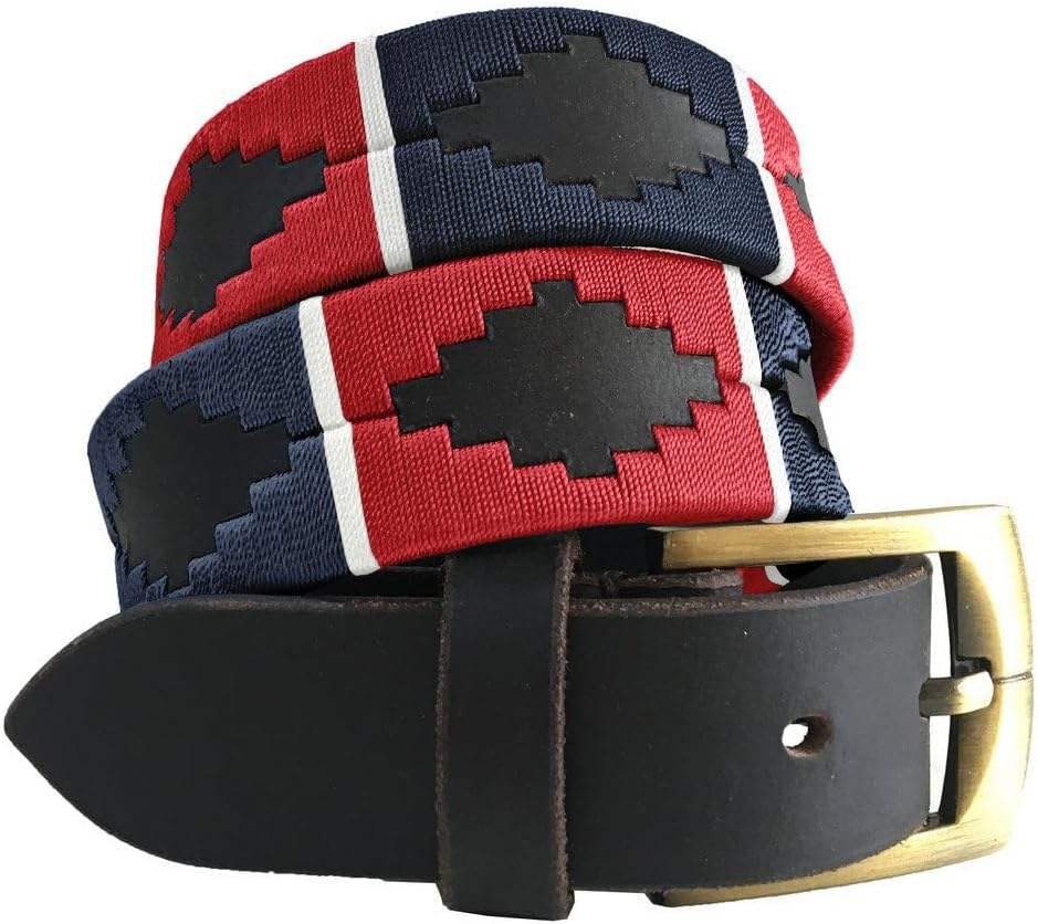 CARLOS DIAZ Mens Womens Unisex Argentinian Brown Leather Embroidered Polo Belt (105 Cm/ 38 Inches) image number 1