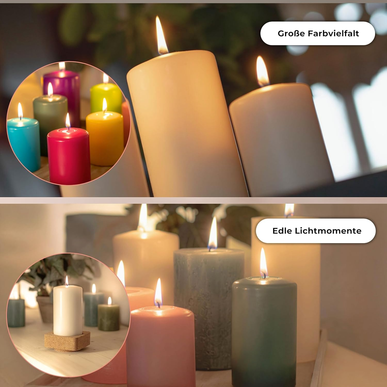 Decolite Wenzel Candles Pack of 12 Pillar Candles 80/60 Mm - Self-Extinguishing, Safe Candle, RAL Certified, 27 Hours Burning Time - 100% Made in Germany by Wenzel Candles (Purple) - Olive image number 4