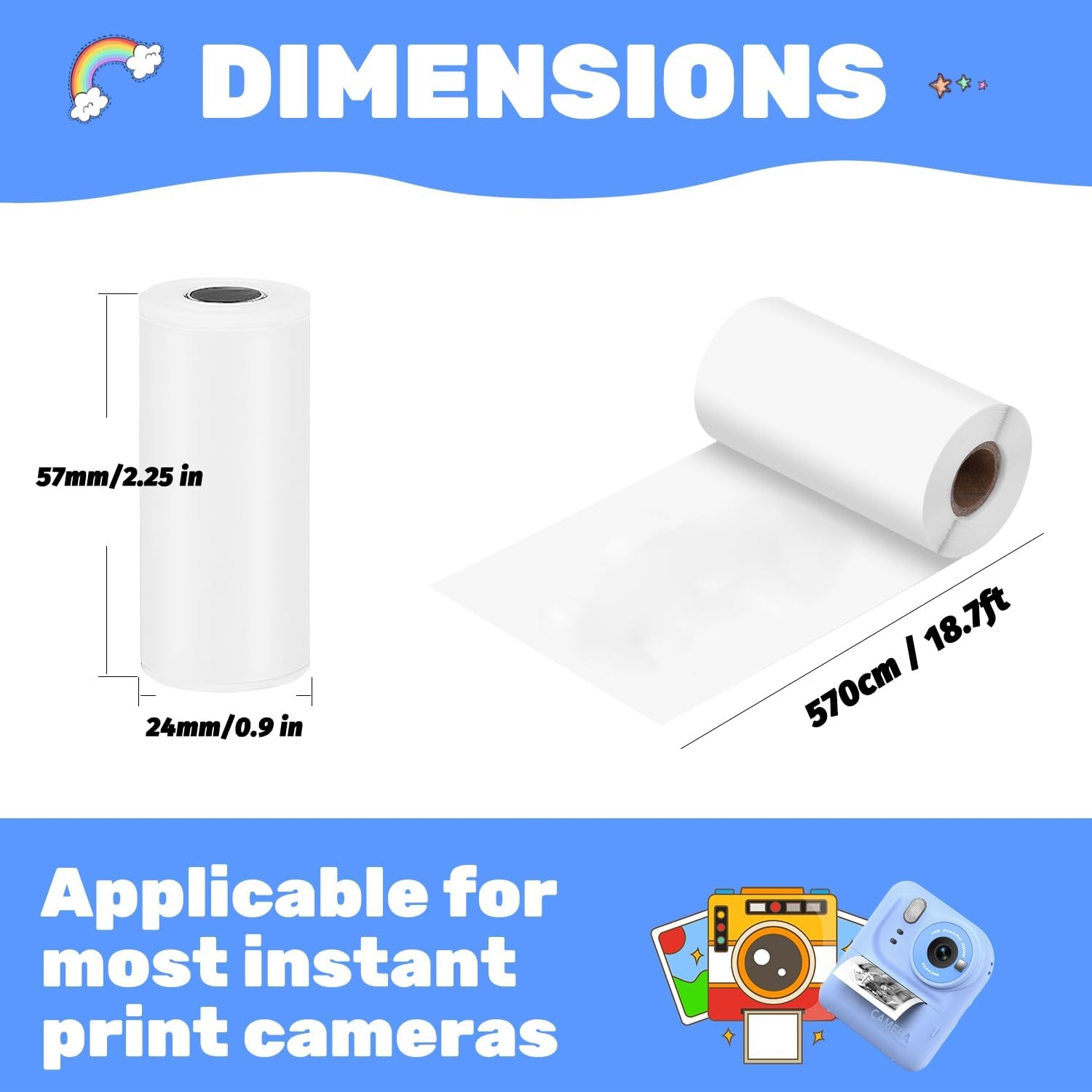 10 Rolls Kids Camera Instant Print Paper - Bpa-Free Thermal Paper for Most Children'S Printing Cameras, Capture & Create image number 4