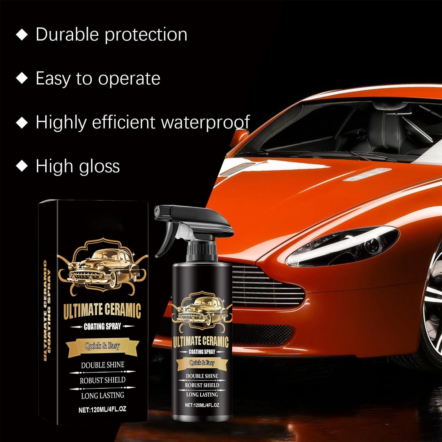Ceramic Coating for Cars,120Ml Multi-Functional Clear Coat Spray Paint - Automotive Paints & Primers for Truck RV Marine Motorcycle Tire Trim Windshield Interior Detailing image number 4