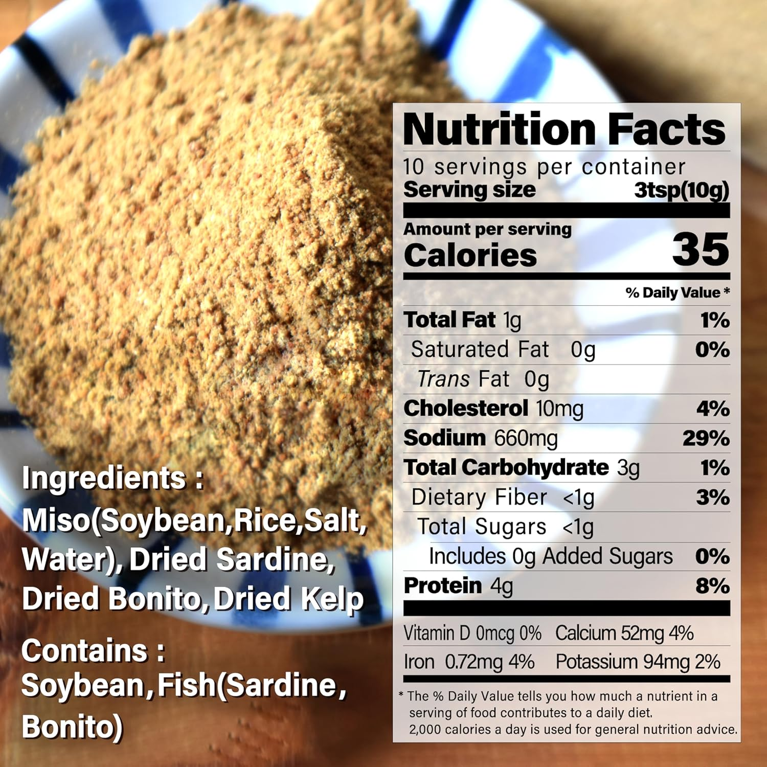 YAMASAN KYOTO UJI Japanese Dashi Miso Powder, Freeze-Dried Miso with Umami Dashi Powder, Easy to Make Delicious Miso Soup and Various Dishes, No-Msg and Food Additives, Made in Japan 100G(3.52Oz) image number 1