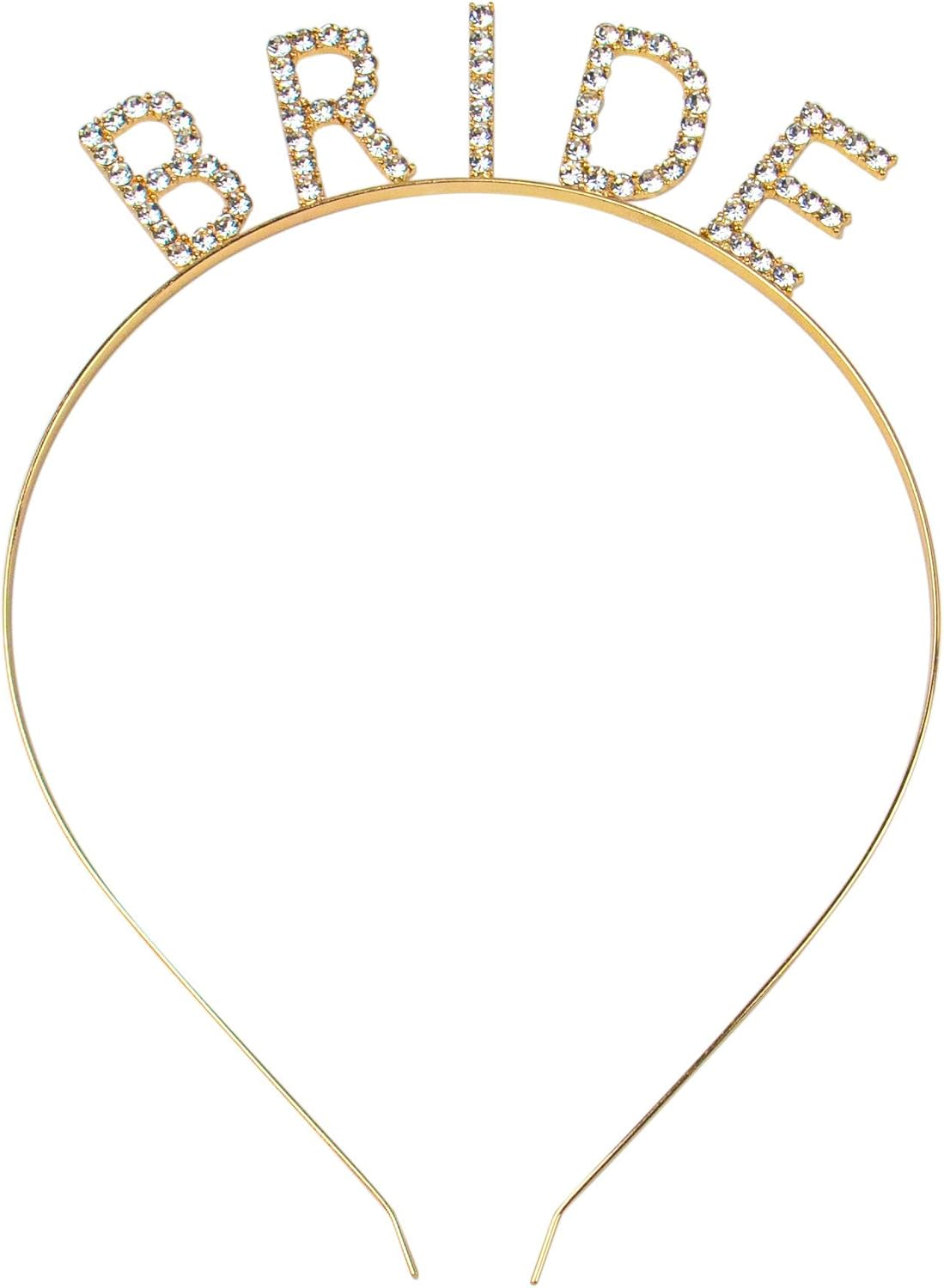 Rhinestone Bride Headband Elegant Crown Bachelorette Party Headbands (Golden Color)