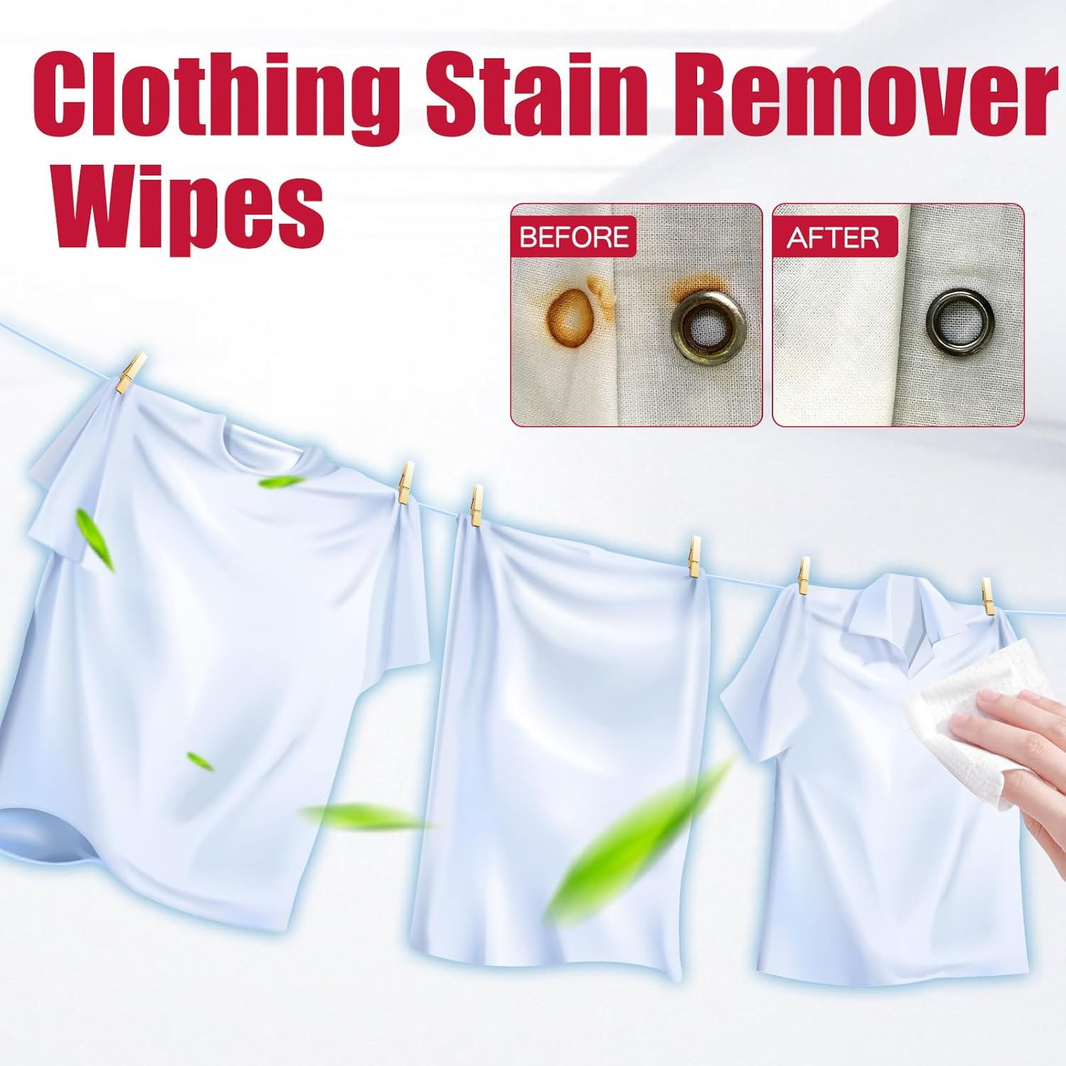 Clothing Stain Remover Wipes, 20-Pack, Deep Cleaning Wipes for Clothes image number 6