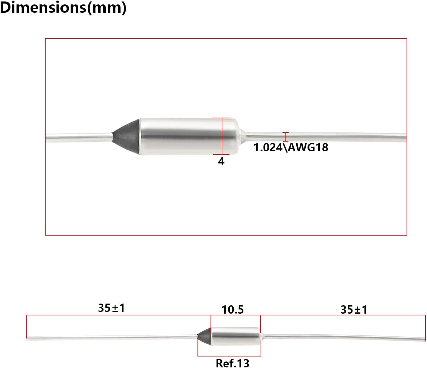 Create Idea 10Pcs DF152S Metal Temperature Thermal Fuse 152 C 305.6 F Cutoff Thermal Fuse 10A 250V for Motor Transformer Electric Industrial Home image number 4