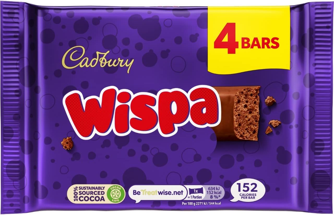 Cadbury Wispa Lot De 4 Barres De Chocolat 27,9 G