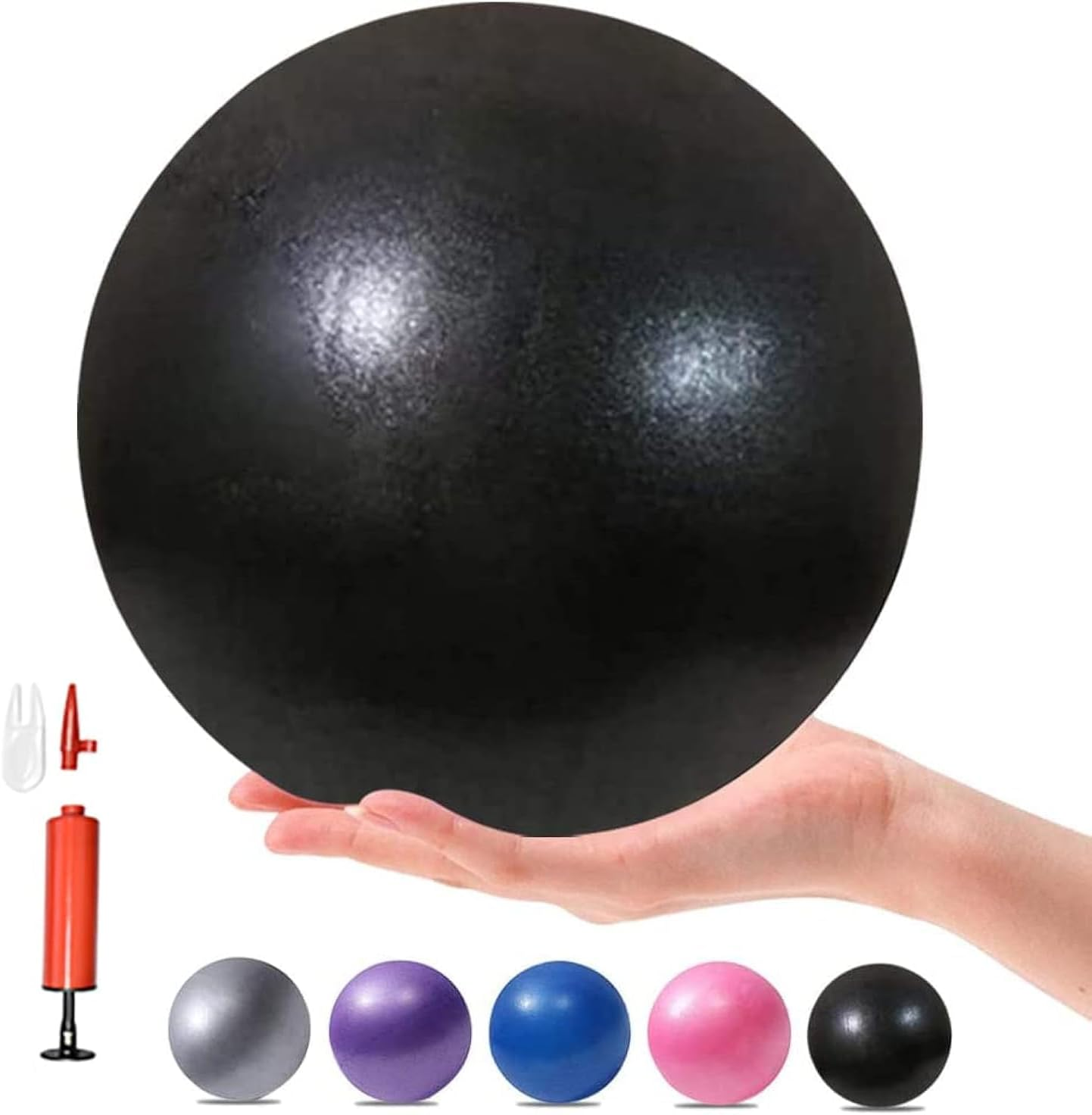 MOMPLUS 6 Inch Exercise Pilates Mini Yoga Balls Barre Small Bender for Home Stability Squishy Training Physical Therapy Improves Balance with Pump