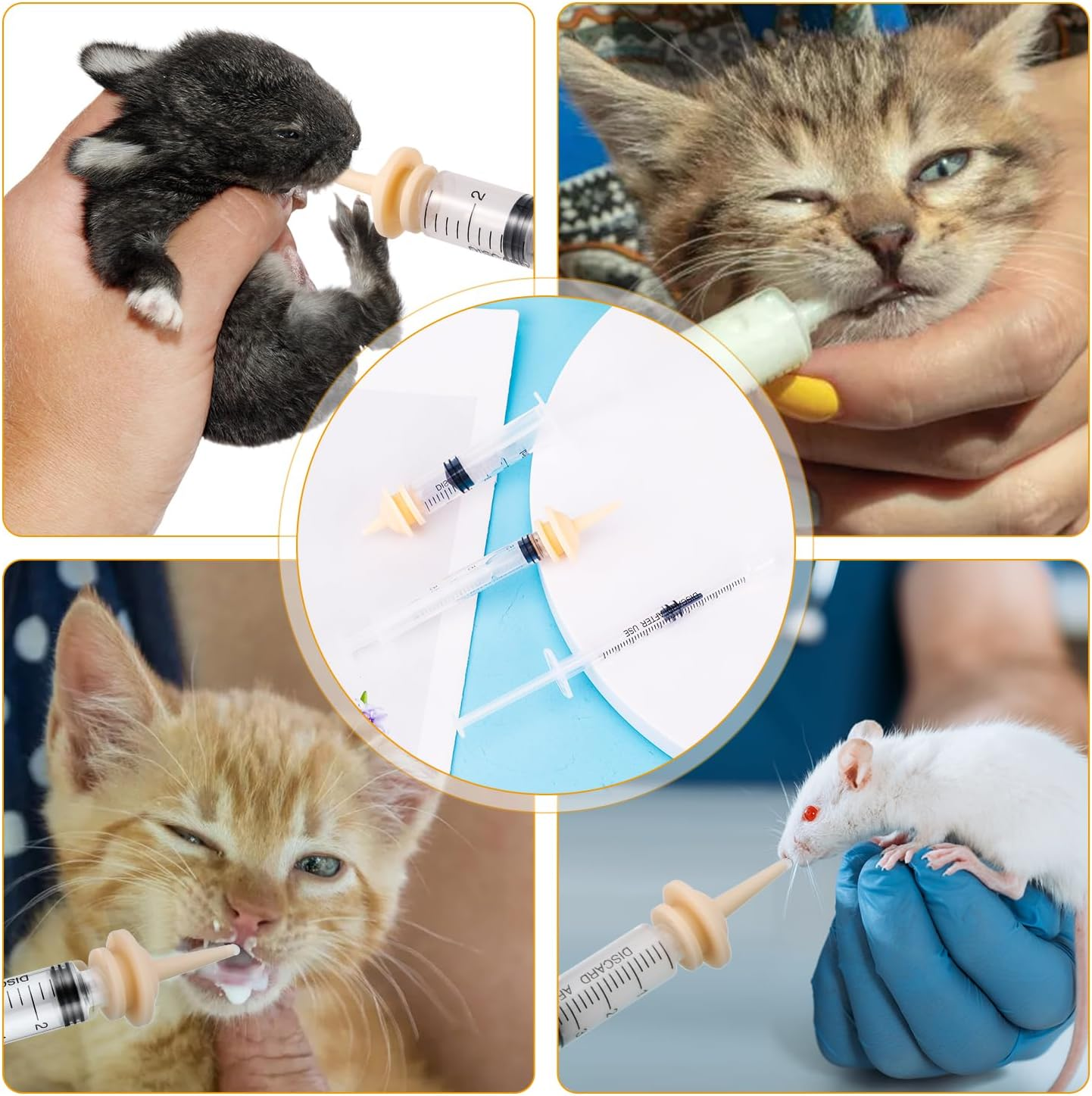 5Pcs Pet Breastfeeding Device, Pet Feeder Nipple Cute Practical Latex Pet Milk Feeder Nipple Puppy Feeder for Newborn Puppy Kitten Rabbits(6 Combinations) image number 2