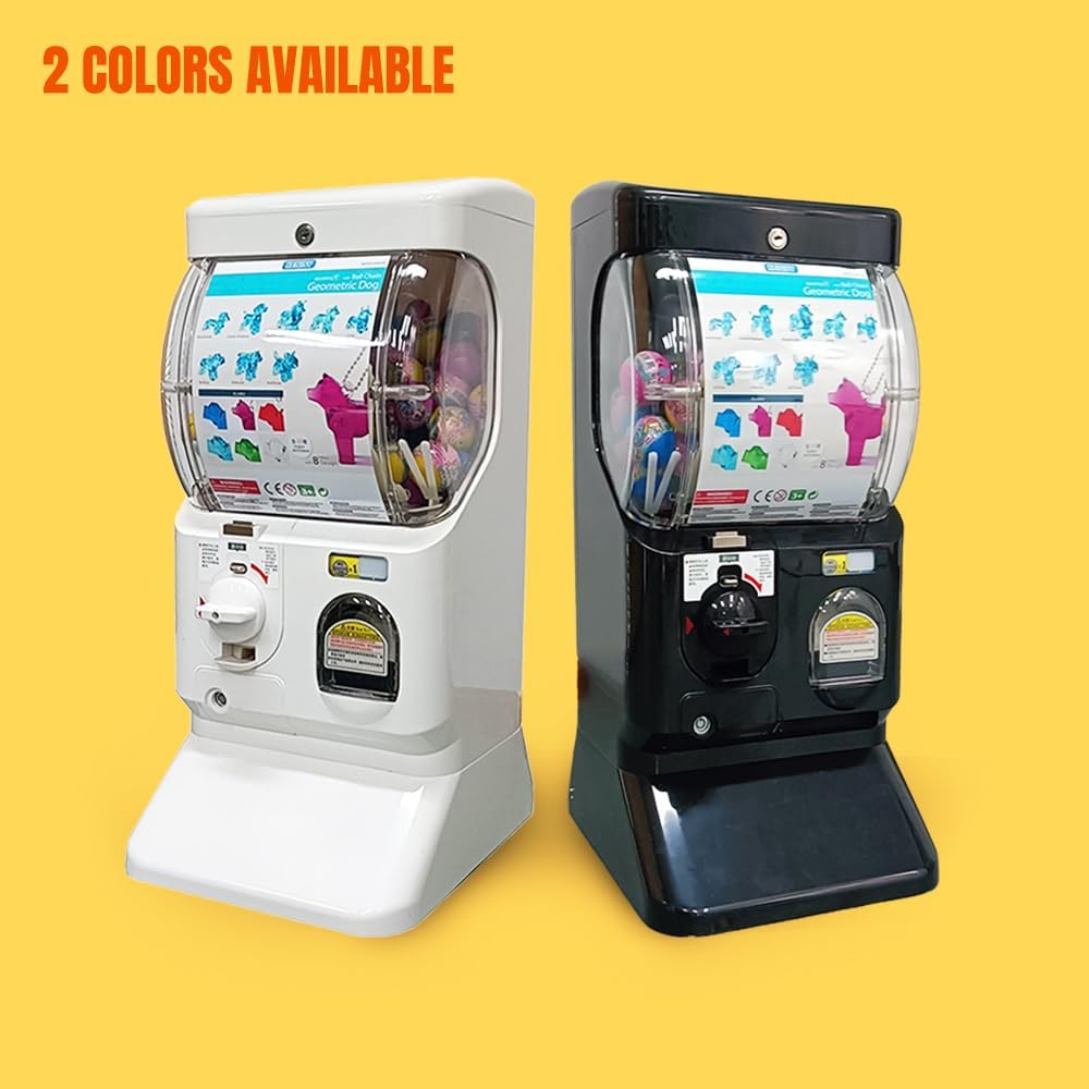Kenisy Japan Style Capsule Vending Machine for Retail Stores, Mall Gumball Prize Machine for 1.97''-2.56'' Capsules, Party Coin Operated Small Gashapon Toys Bank (50Pcs Token Included) (Black) image number 2