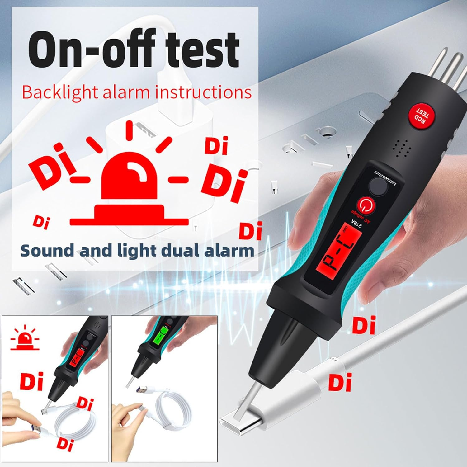 Socket Circuit Test Pen - NCV Intelligent Sensing Circuit Tester with Flashlight & LCD Display, Circuit Analyzer, Neutral Live Wire Power off Tester