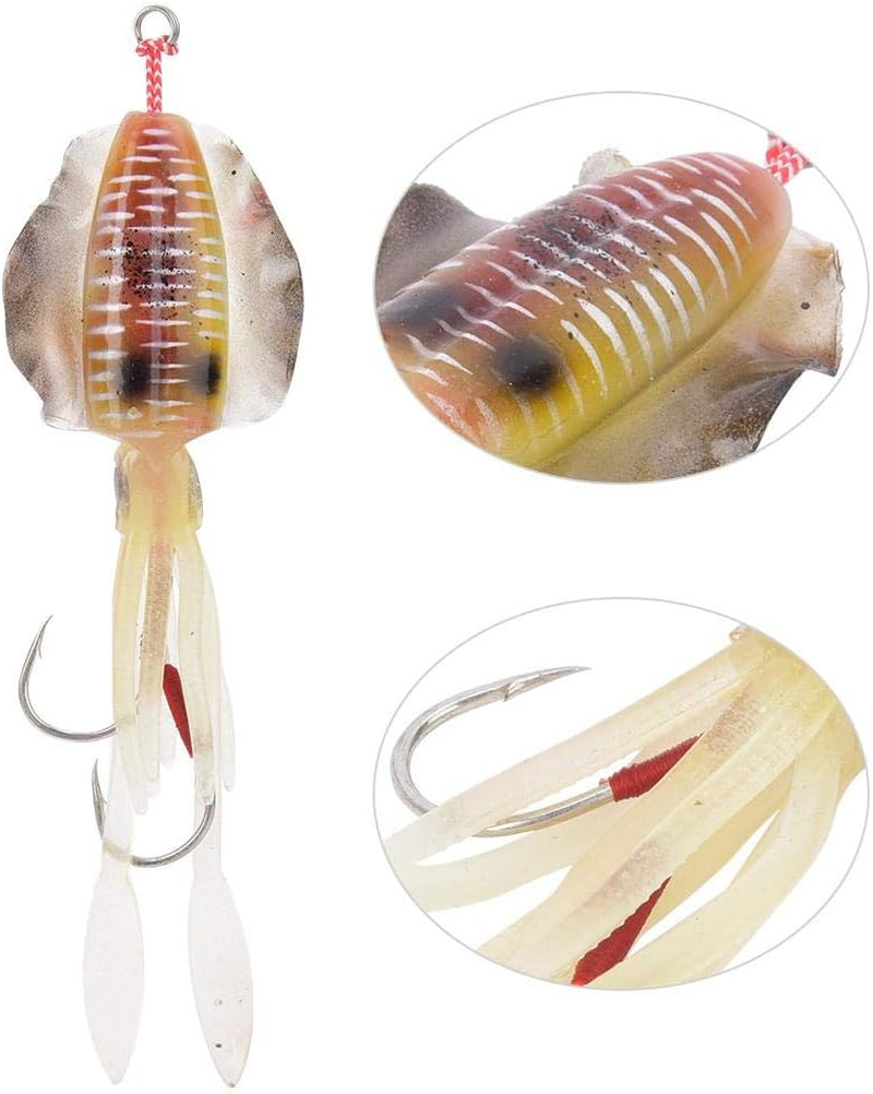 Fishing Lures, Soft Luminous Fishing Bait Squid Jig Fishing Tackle Octopus Squid Lure Fishing Tackle Accessory for Saltwater Ocean Fishing