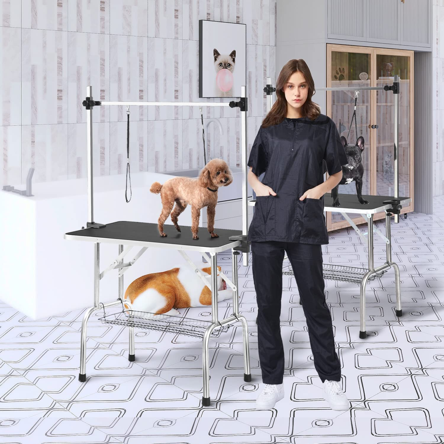 Gliitatu Dog Grooming Smock Barber Jackets for Women Men Professional Pet Groomer Smock Cosmetologist Barber Smock (X-Large) image number 3