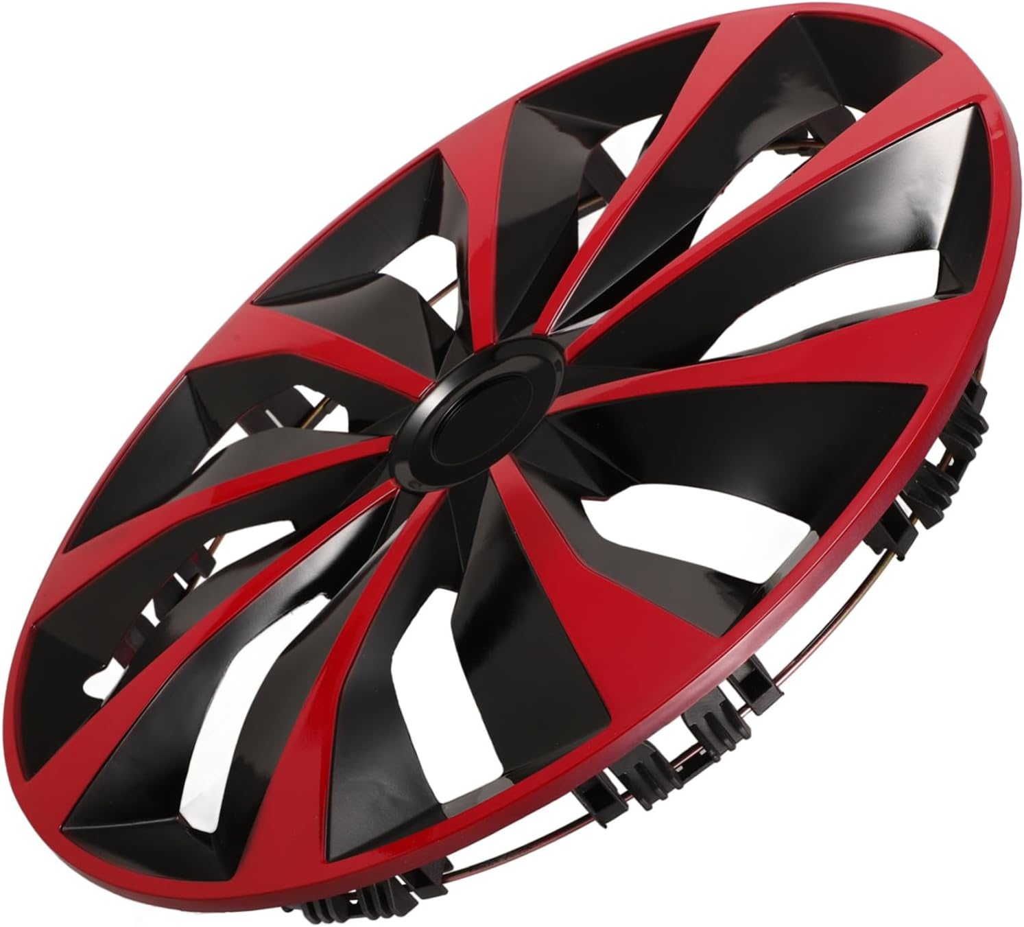 ASAKKURA Universal 14-Inch Black and Red Automotive Wheel Hub Covers Hubcaps Replacement for Cars and Trucks Sturdy Steel Car Hub Caps image number 6