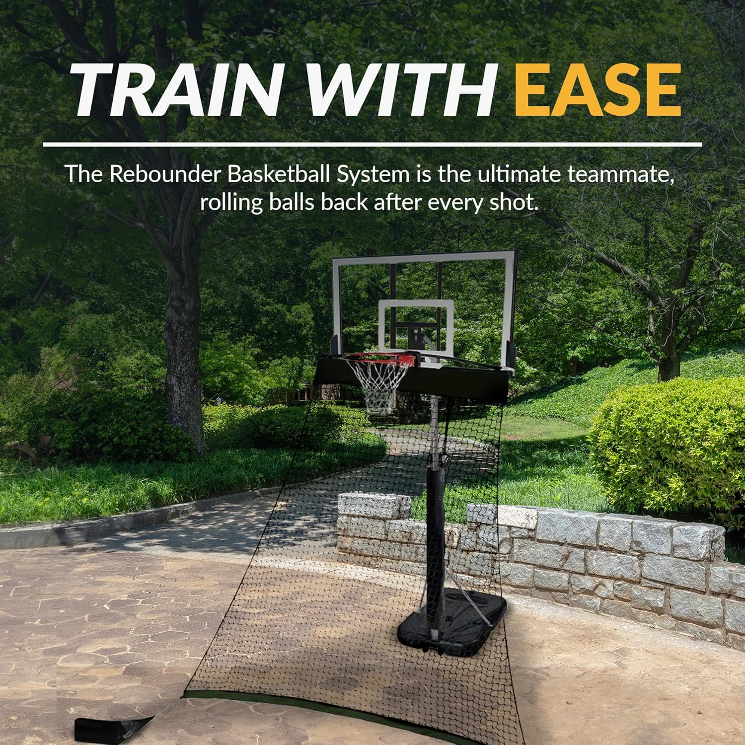 Hathaway Rebounder Basketball Return System for Shooting Practice with Heavy Duty Polyester Net Black, 120" L X 60" W X 108" H image number 6