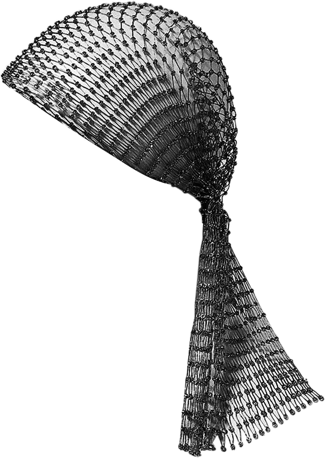 Sexy Sparkly Rhinestone Mesh Headband Hijab Cap Head Wrap Fishnet Rave Party Head Scarf Turban Hat Hair Accessory for Women Girls (Black, 1PC) image number 3
