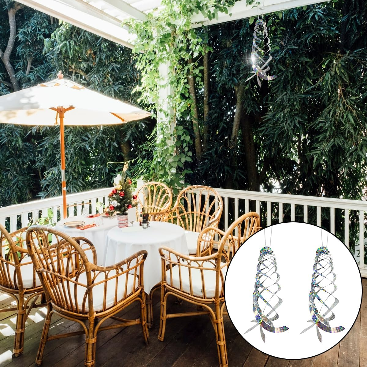 Bird Repellent Spiral Reflectors, 2 PCS Hanging Reflective Bird Deterrent Devices for Scare Pigeons and Other Small Birds (40Cm)