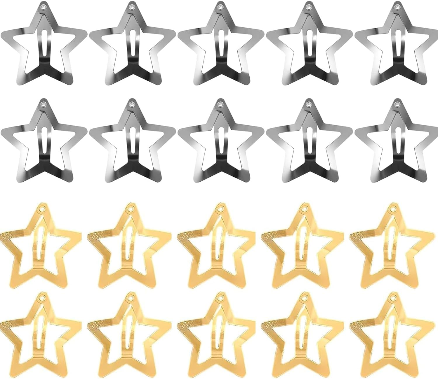 Pack of 20 Star Hair Clips, Mini Hair Clip, Silver and Gold, Star Hair Clip, Hair Accessories, Pentagram, Metal Snap Headpiece, for Children, Girls and Madame Hair Accessories image number 3