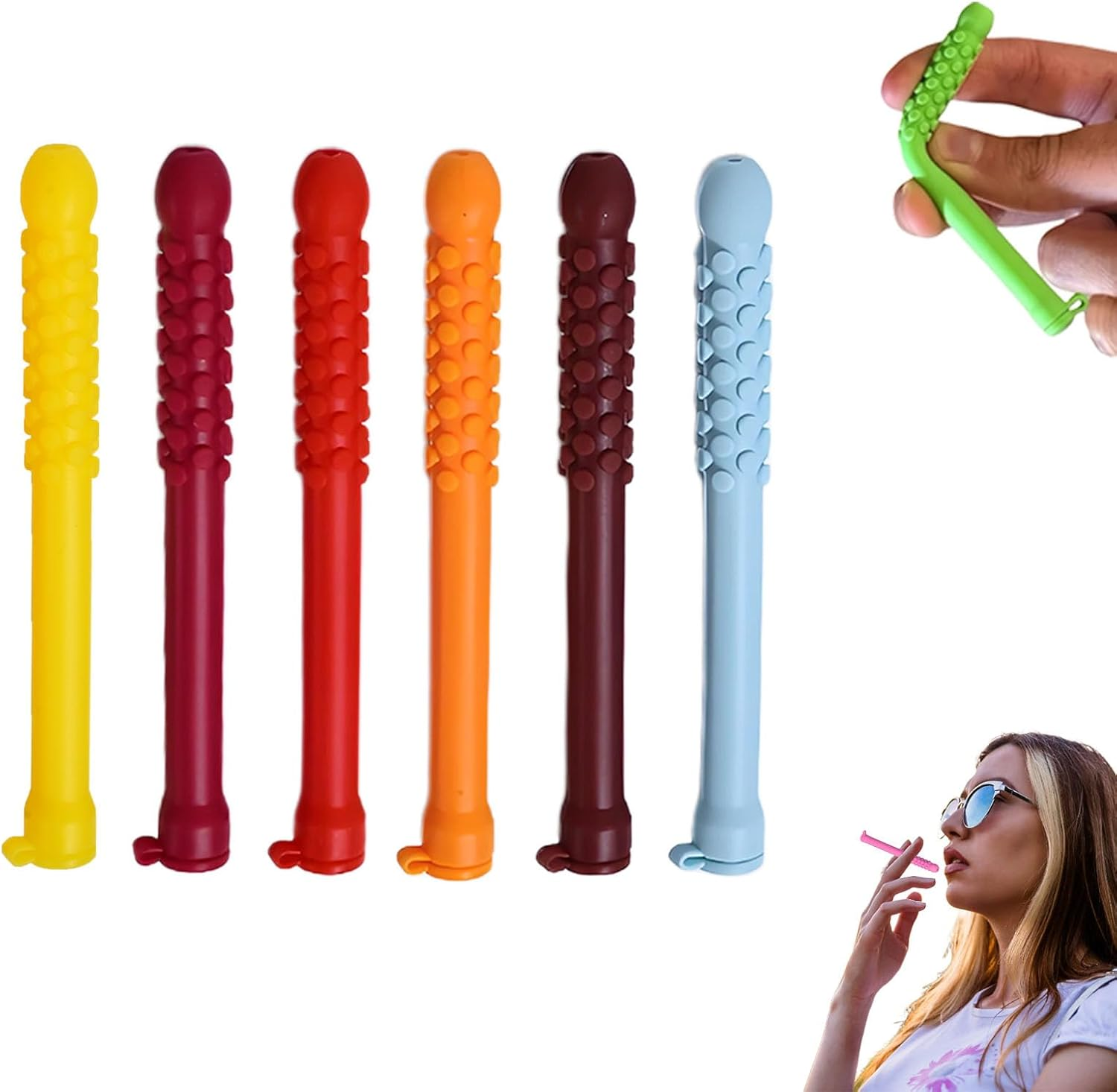 6PCS Chewable Essential Oil Breath Stick, Essential Oil Breather, Quit Smoking Chew Sticks, Can Taken Anywhere for Focus Clear, Natural Alternative to Reduce Urge (B)