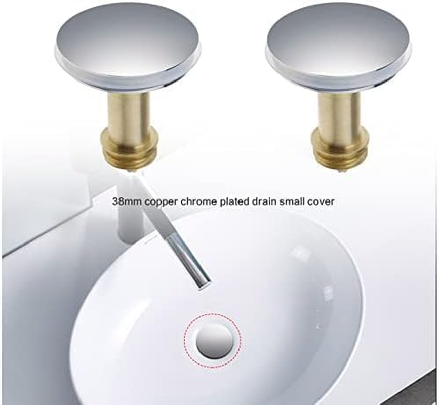 Bathroom Sink Drain Plug Stopper, 2 Pack 38Mm Basin Pop up Click Clack Plug with Brass Slotted Bolt Spring for Bath Vanity Sink Bathtub Kitchen