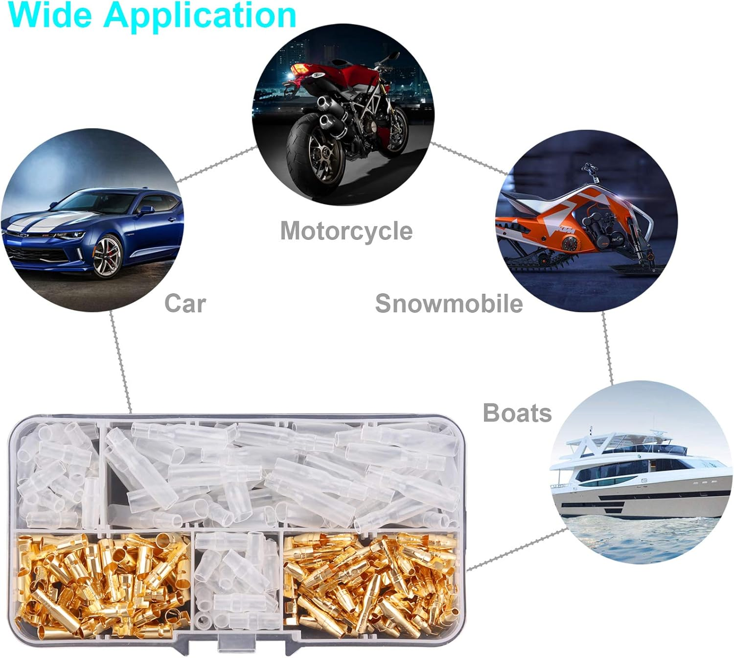 Kinstecks 200PCS 3.9Mm Bullet Connectors Kit Brass Bullet Male & Female Wire Terminals Connector with Insulation Cover for Motorcycle Motorbike Car Truck Scooter Boats Electric Instruments